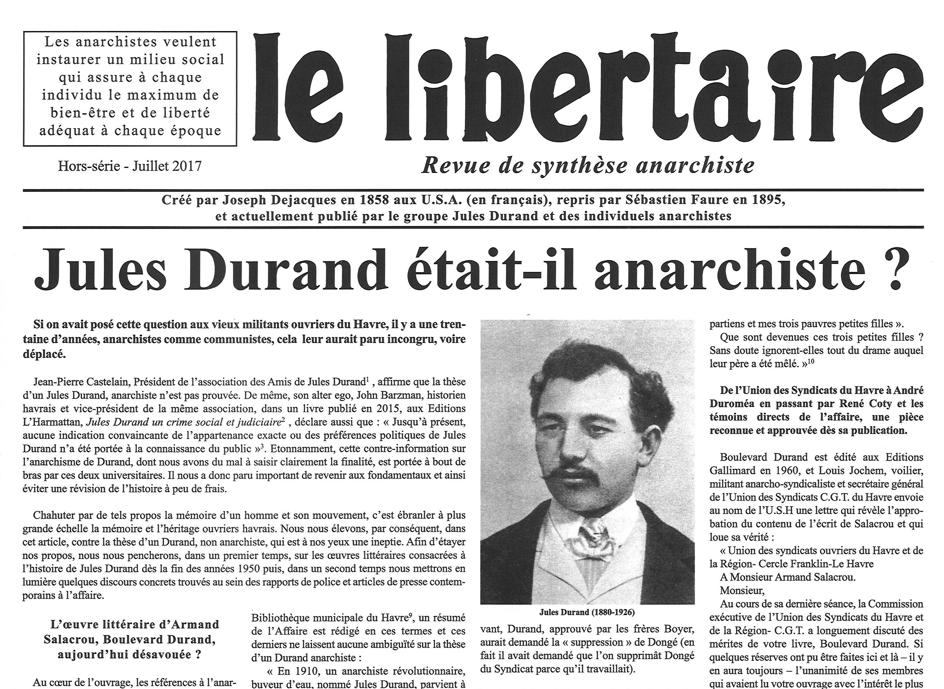 Jules Durand anarchiste